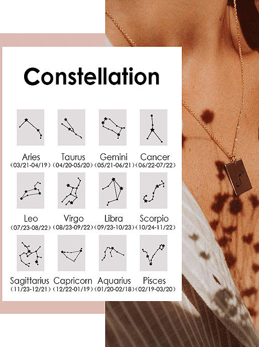 Minimalistische runde Anhänger-Halskette mit Sternbild aus Edelstahl