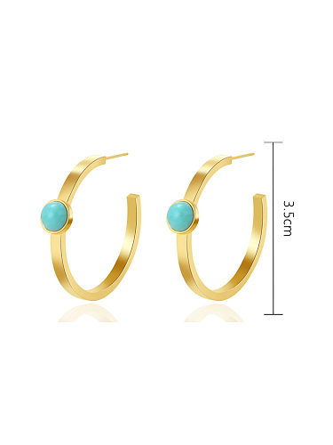 Boucles d'Oreilles Goujon Minimaliste Géométrique Turquoise Acier Titane