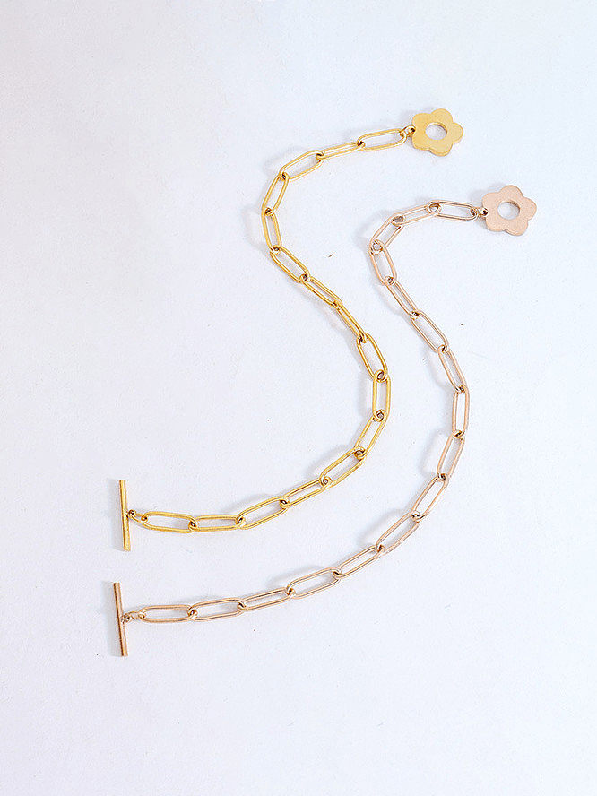 Conjunto de colar e pulseira irregular minimalista de aço titânio