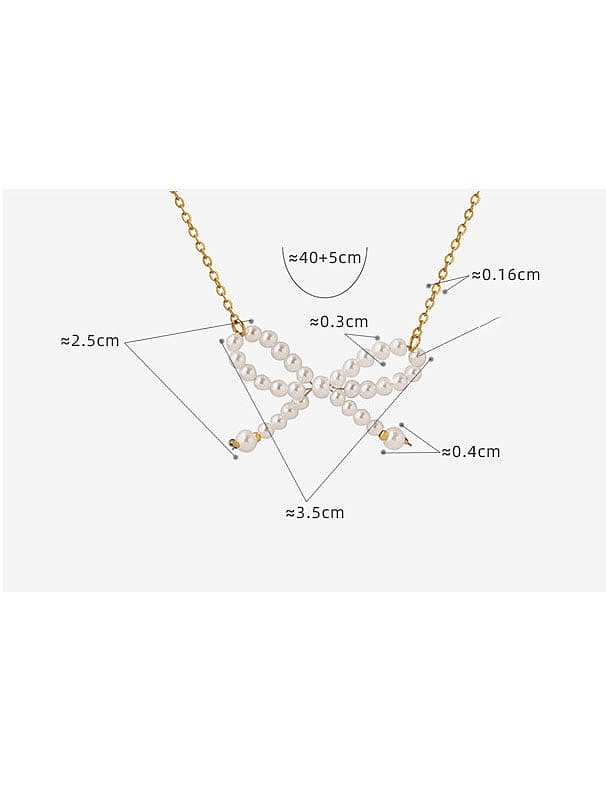 Titanium Steel Imitation Pearl Bowknot Dainty Necklace