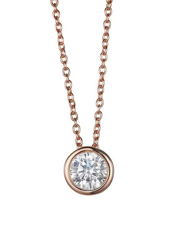 Stainless steel Round Cubic Zirconia Round Minimalist Necklace