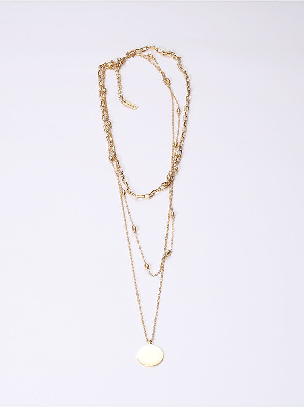 Titanio con collares de múltiples hebras redondos simplistas chapados en oro