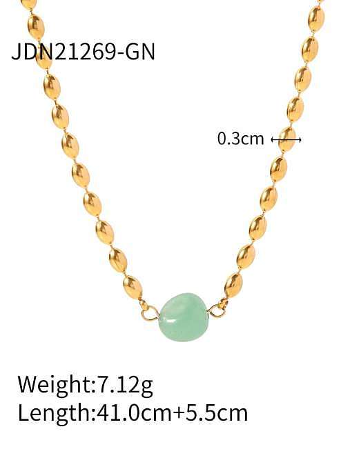 Collier de perles Vintage géométrique en acier inoxydable