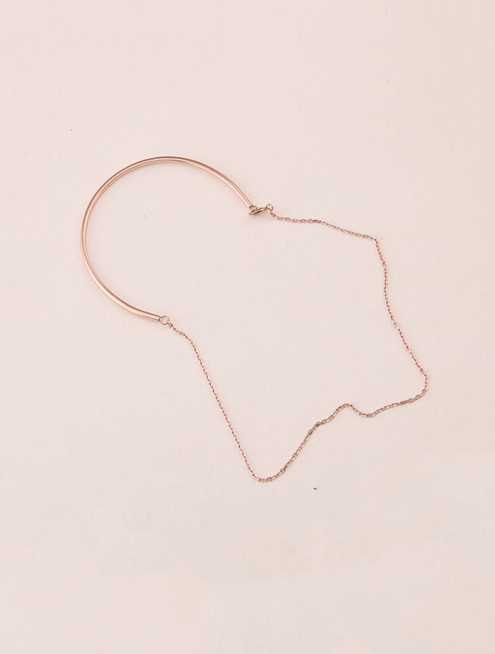 Titanium With Rose Gold Plated Simplistic Geometric Double Layer Bracelets