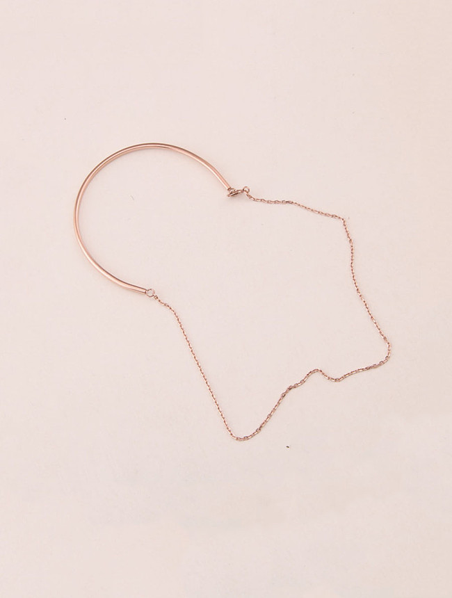 Titanium With Rose Gold Plated Simplistic Geometric Double Layer Bracelets