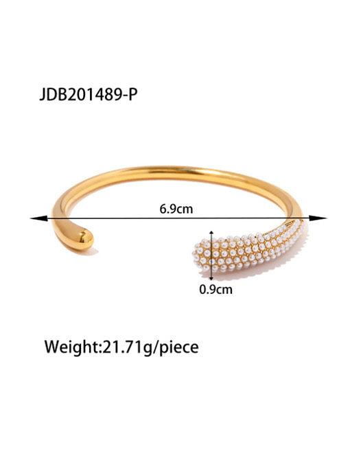 Bracelet Manchette Vintage Géométrique Perles MGB Acier Inoxydable