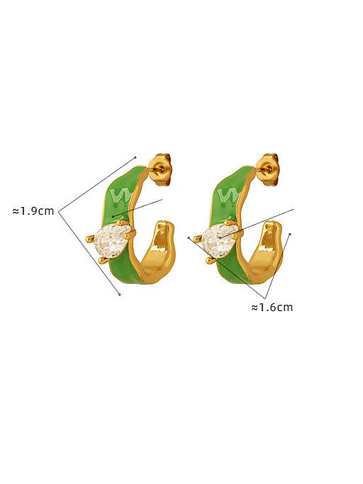 Messing-Emaille-geometrischer minimalistischer Ohrstecker