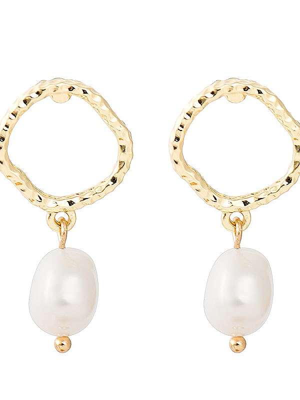 Boucles d'oreilles en perles coréennes créatives Boucles d'oreilles féminines géométriques en or muet de tempérament européen et américain