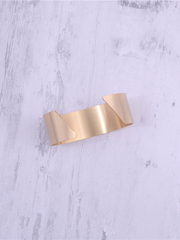 Titanium With Gold Plated Simplistic Irregular Free Size Bangles
