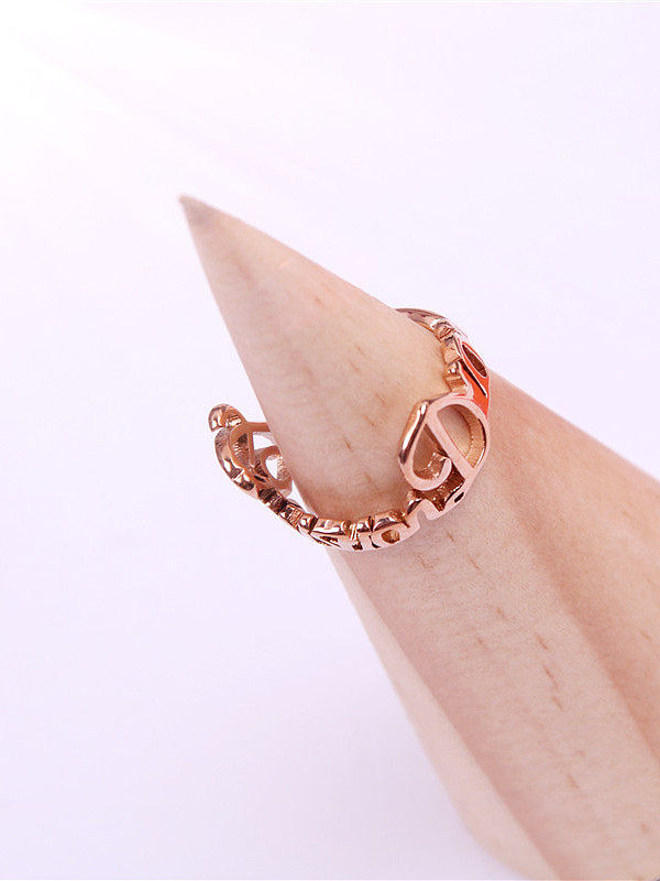 Alphabet Pattern Rose Gold Plated Ring