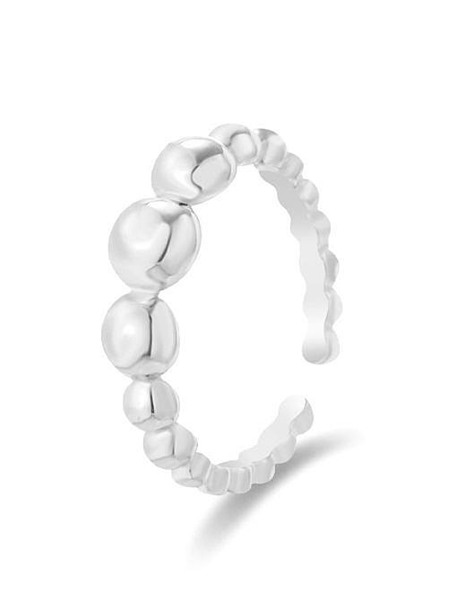 Anneau de bande minimaliste de perles rondes en acier inoxydable