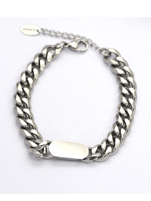 Titanium Steel Rectangle Hip Hop Link Bracelet