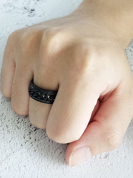 Stainless steel Geometric Chain Minimalist Band Ring