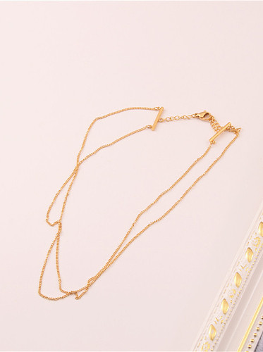 Titanium With Gold Plated Simplistic Chain Multi Strand Necklaces