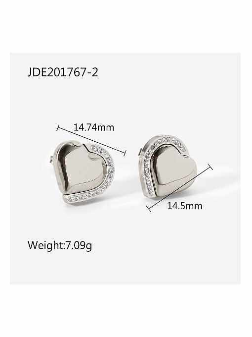 Stainless steel Cubic Zirconia Heart Trend Stud Earring