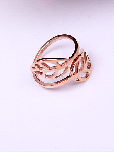 Hollow Leaves Rose Gold Opening Ring