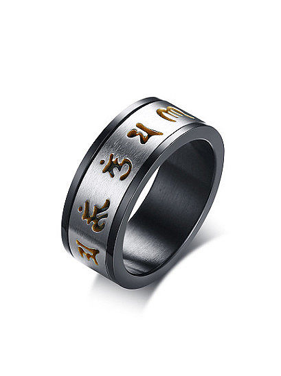 Vintage Black Gun Plated Scriptures Titanium Ring