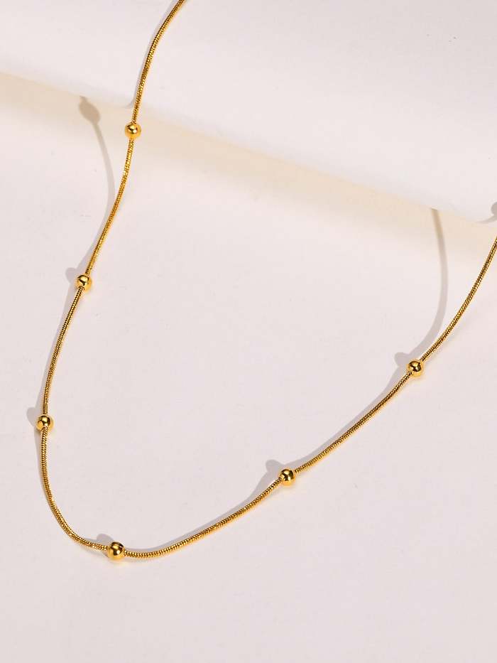 Stainless steel Geometric Minimalist Bead Snake Chain Necklace