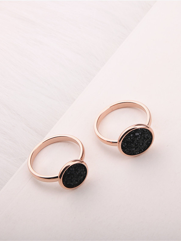 Round Black Stone Simple Ring