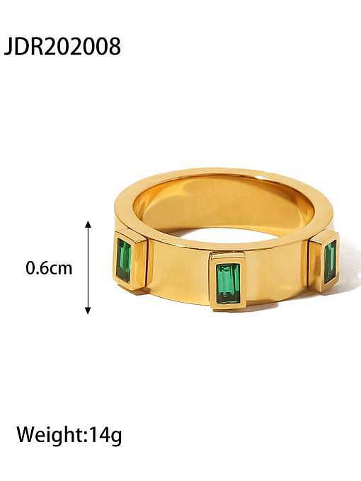 Edelstahl-Glasstein minimalistisches geometrisches Ring-Armband- und Halsketten-Set