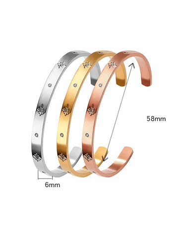 Titanium Steel Rhinestone Star Minimalist Cuff Bangle