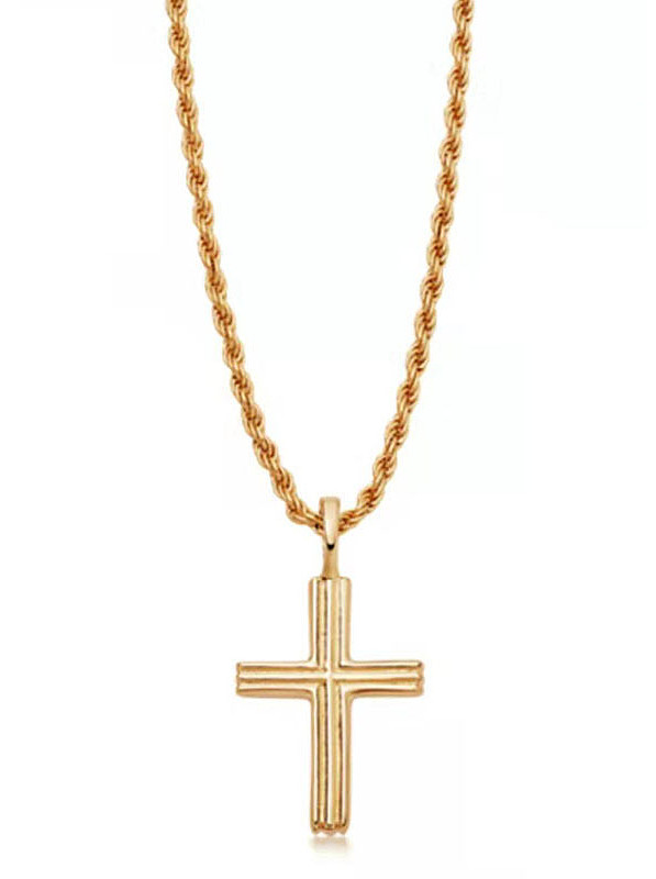 Titane avec colliers de croix lisses simplistes plaqués or