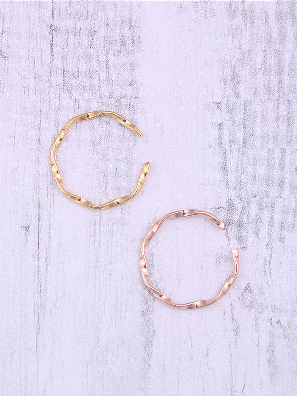 Titanium With Gold Plated Simplistic Twist Free Size Rings