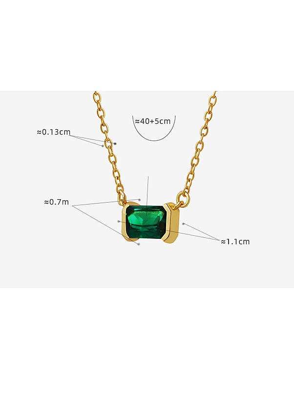 Stainless steel Natural Stone Green Geometric Vintage Necklace
