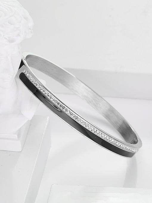 Titanium Steel Cubic Zirconia Geometric Minimalist Band Bangle