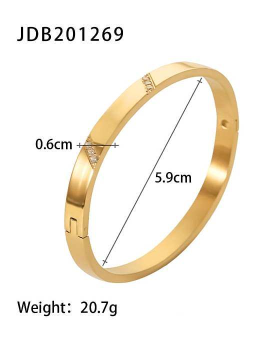 Stainless steel Cubic Zirconia Geometric Trend Band Bangle
