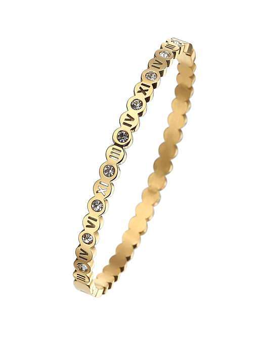 Bracelet minimaliste en acier titane avec numéro de strass