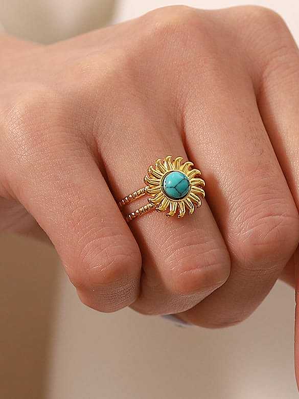 Stainless steel Turquoise Geometric Vintage Band Ring