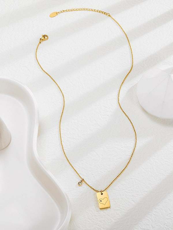 Collier chaîne de perles pendentif coeur géométrique minimaliste en acier titane