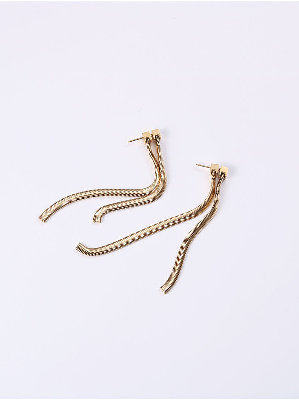 Titanium With Gold Plated Simplistic Snake Ear Line Tassel Earrings