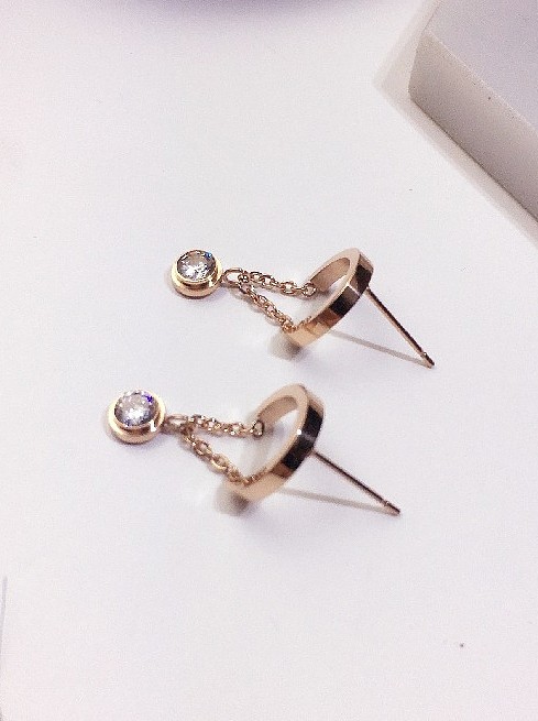 Titanium With Rose Gold Plated Simplistic Geometric Drop Earrings