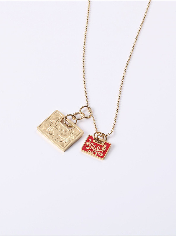 Titanium With Gold Plated Personality Geometric Necklaces