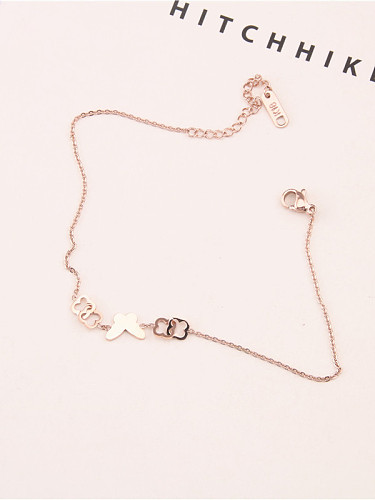 Fashion Butterfly Rose Gold Plated Anklet