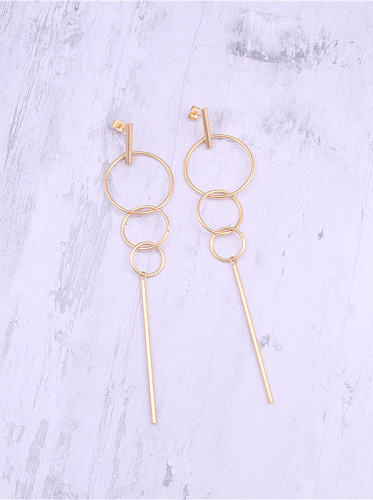 Titanium With Rose Gold Plated Simplistic Round Threader Earrings
