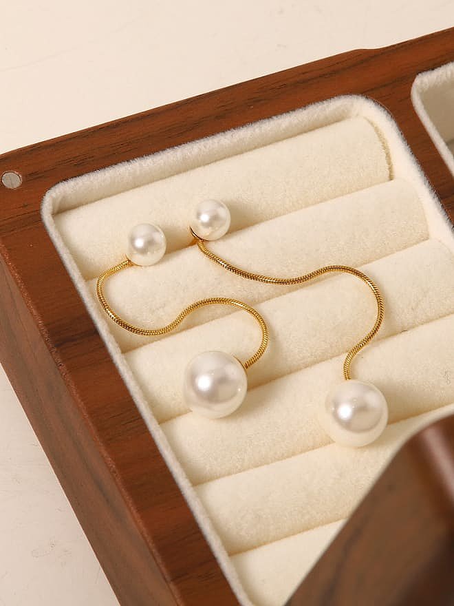 Boucle d'oreille goutte minimaliste en acier inoxydable imitation perle pompon