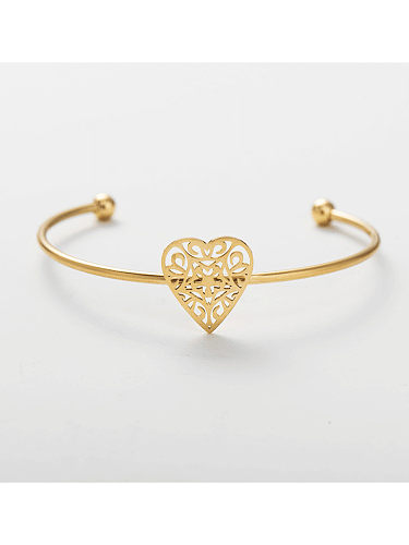 Stainless steel Heart Cuff Bangle