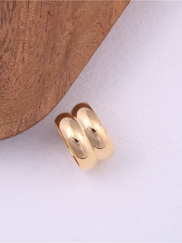 Titanium With Imitation Gold Plated Simplistic Double Layer Irregular Band Rings