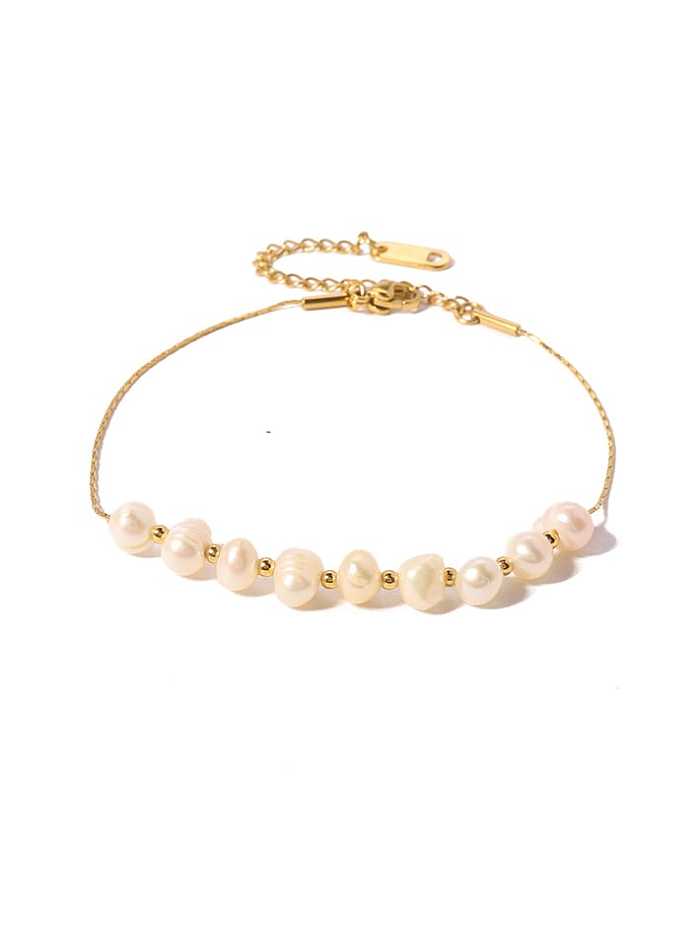 Unregelmäßiges, minimalistisches Perlenarmband aus Titanstahl