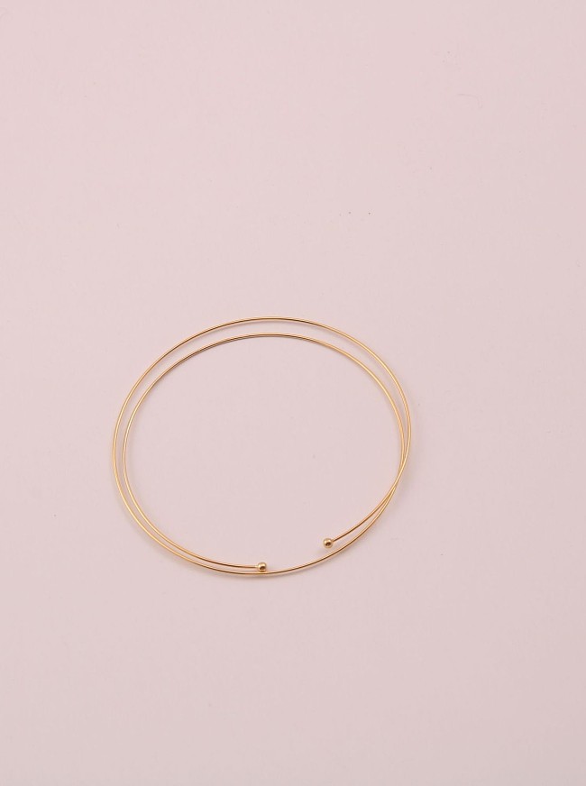 Titanium With Gold Plated Simplistic Multi-layer Round Bangles