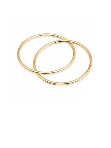 Titanium With Gold Plated Simplistic Hollow Smooth Round Band Rings