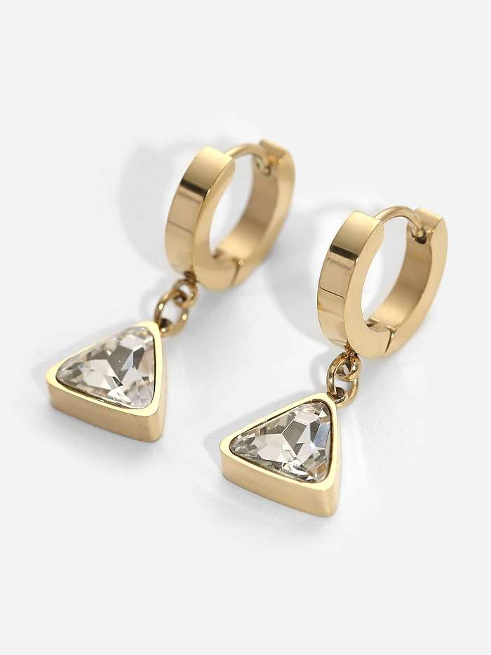 Stainless steel Cubic Zirconia Triangle Trend Huggie Earring