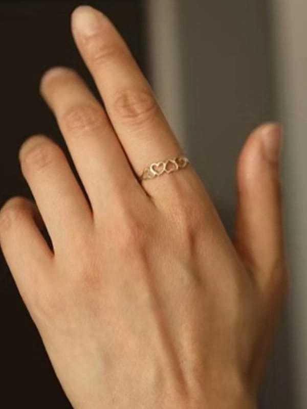 Titanium With Imitation Gold Plated Simplistic Geometric Band Rings