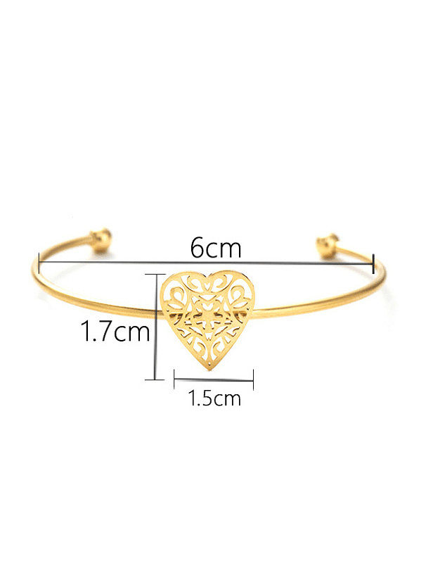 Titanium Steel Hollow Heart Minimalist Bangle