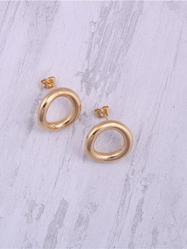 Titanium With Gold Plated Simplistic Round Drop Earrings