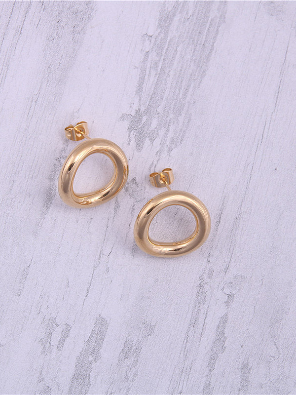 Titanium With Gold Plated Simplistic Round Drop Earrings
