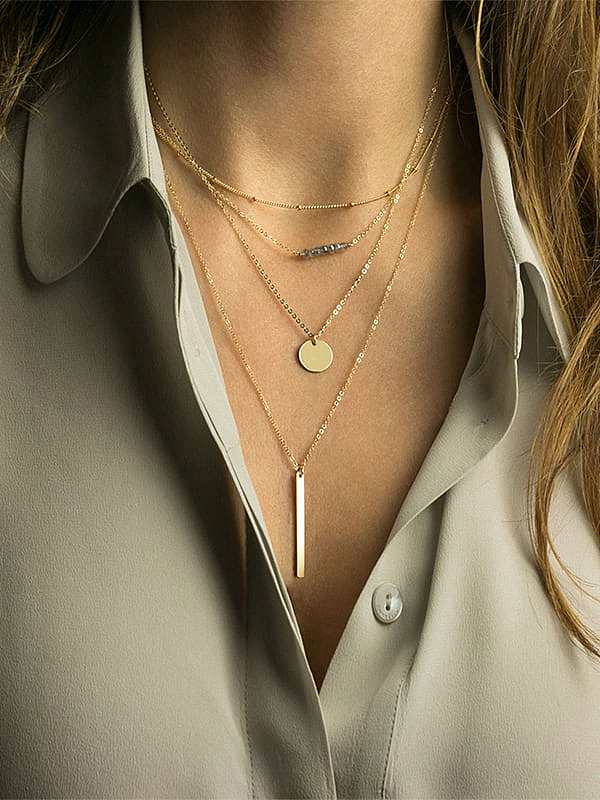 Stainless steel Geometric Minimalist Multi Strand Necklace